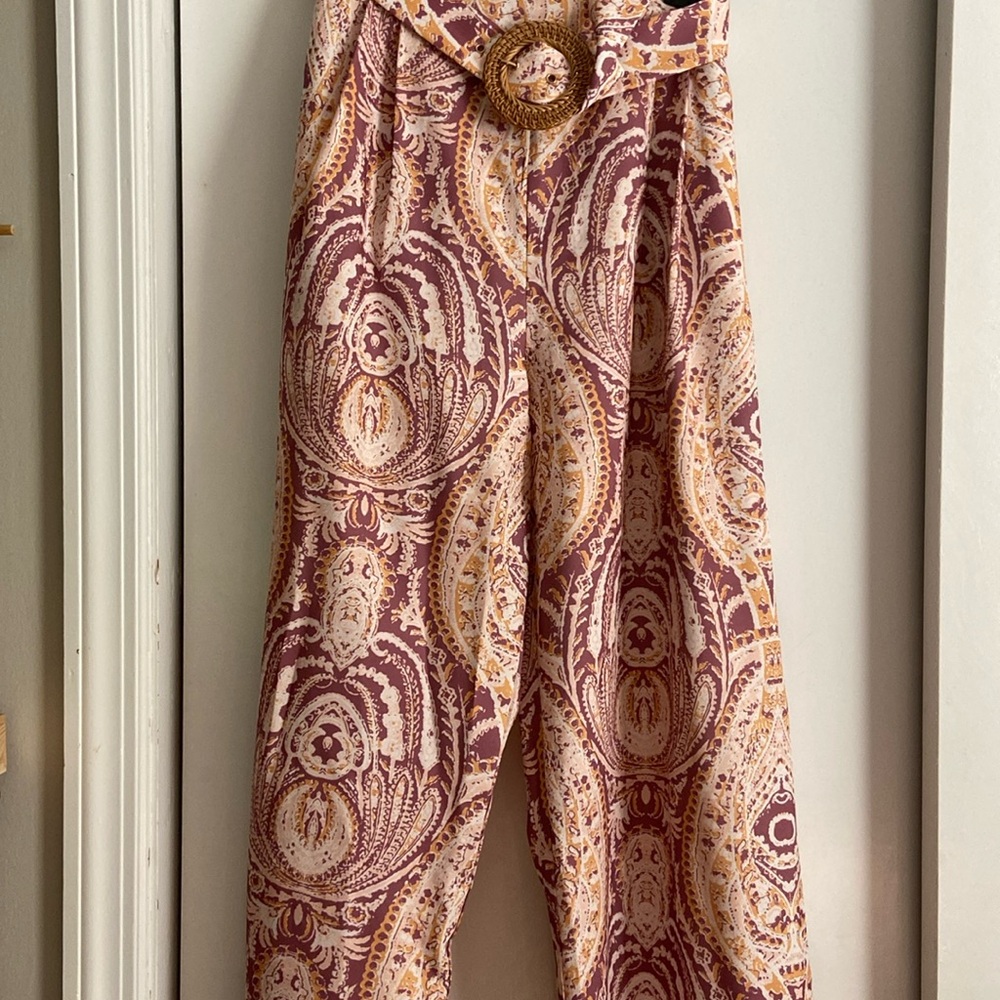 Lulus Boho Aesthetic Mauve Multi Paisley Print Wide Leg Pants. Like new!